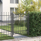 Garden gate with spikes Grey 150 x 100 cm Powder-coated steel