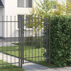 Gate with Spikes Grey 200 x 100 cm Powder-coated Steel