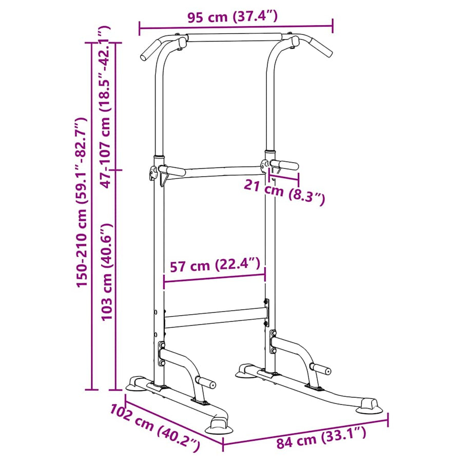 Kracht Toren Dip Station Anders Zwart 95 x 102 x (160-210) cm