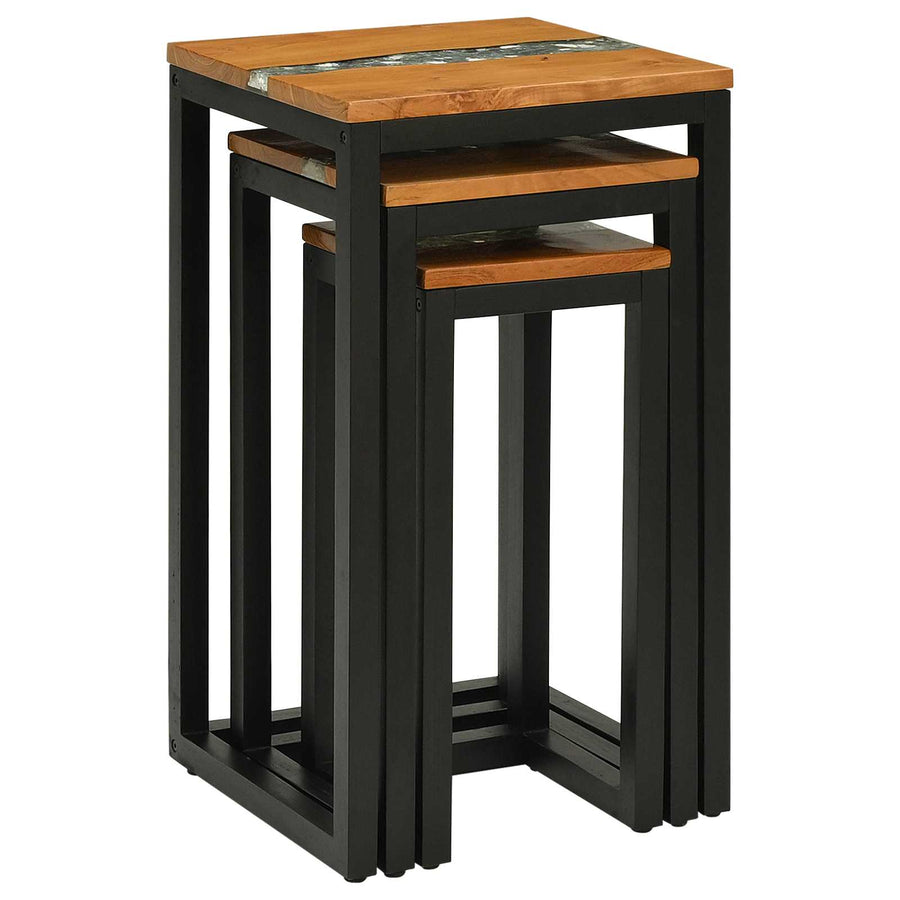 Nesttafel 3 stuks Bruin Massief Teakhout