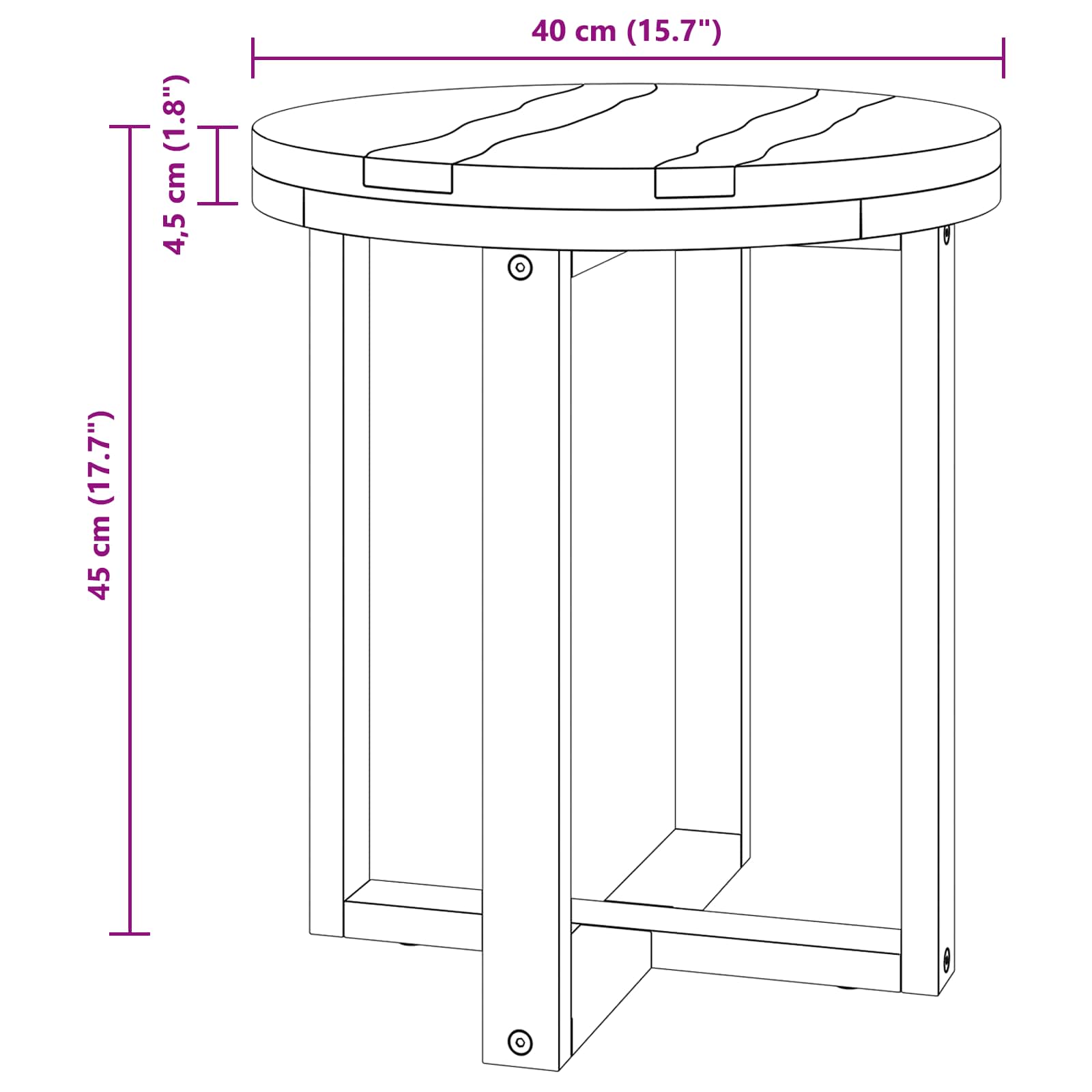 Salontafel Bruin 40 x 40 x 45 cm Massief Teakhout
