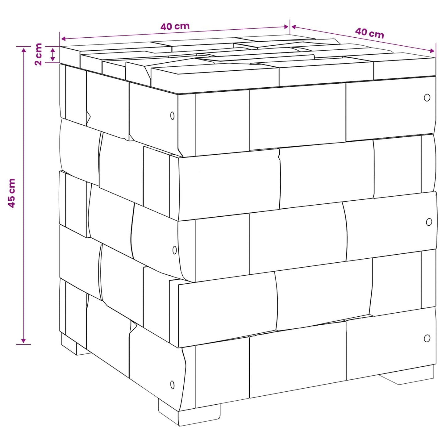 Opbergkruk Bruin 40,5 x 39,5 x 45 cm Massief Teakhout