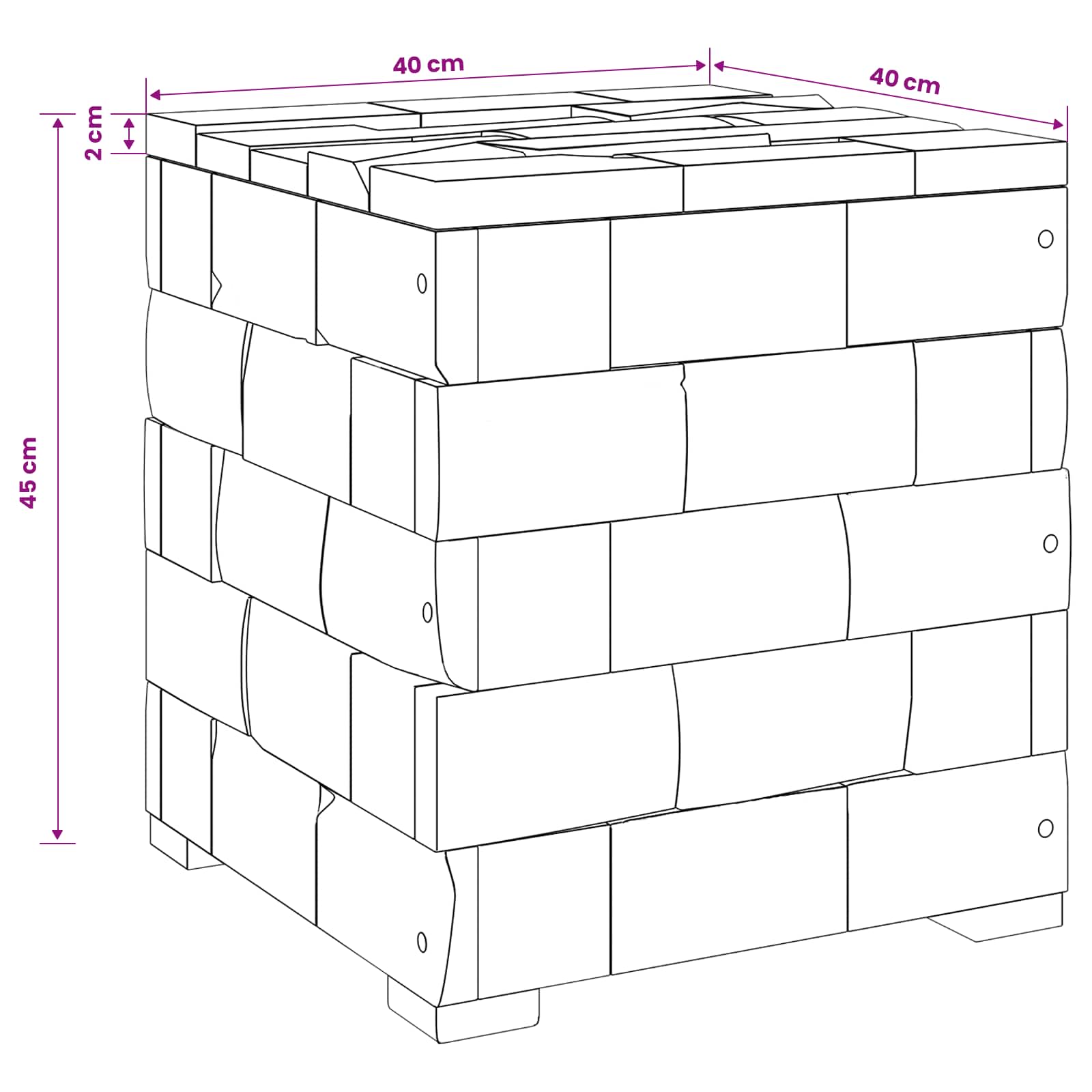 Opbergkruk Bruin 40,5 x 39,5 x 45 cm Massief Teakhout