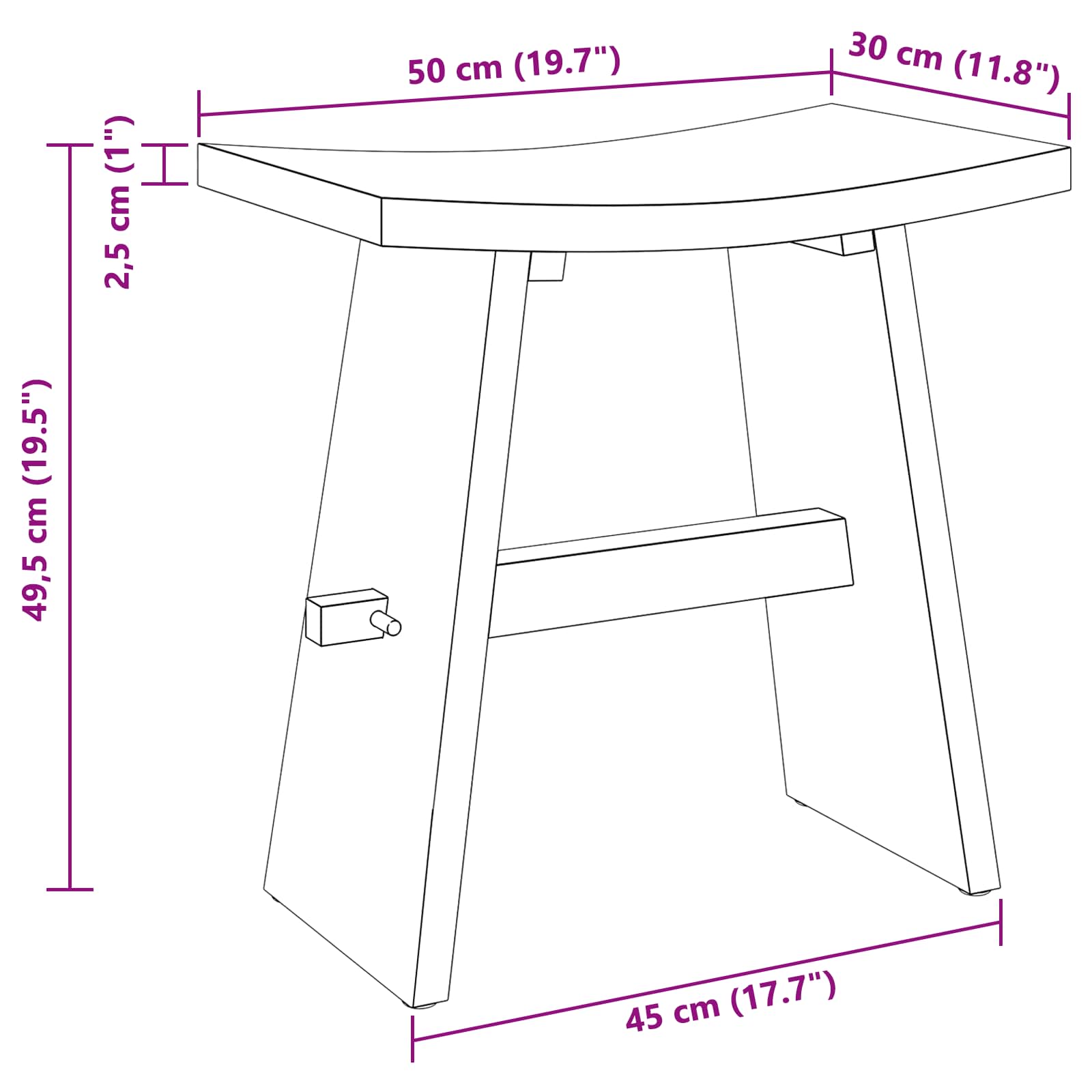 Badkamer Kruk Bruin 50 x 29,5 x 50,5 cm Massief Teakhout