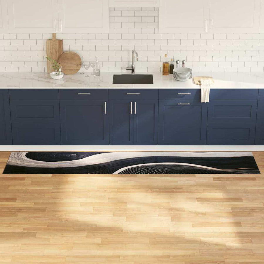 Keuken Vloerkleed Zwart 300 x 60 cm Fluweel