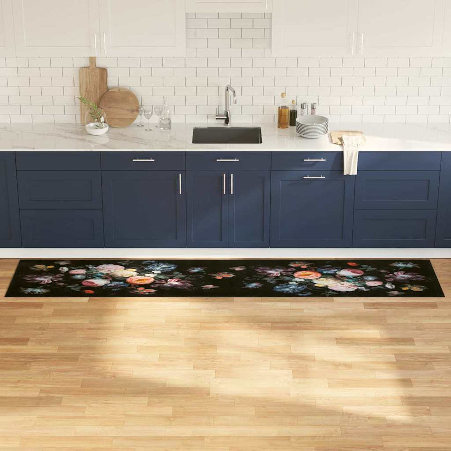 Keuken Vloerkleed Zwart 300 x 60 cm Fluweel