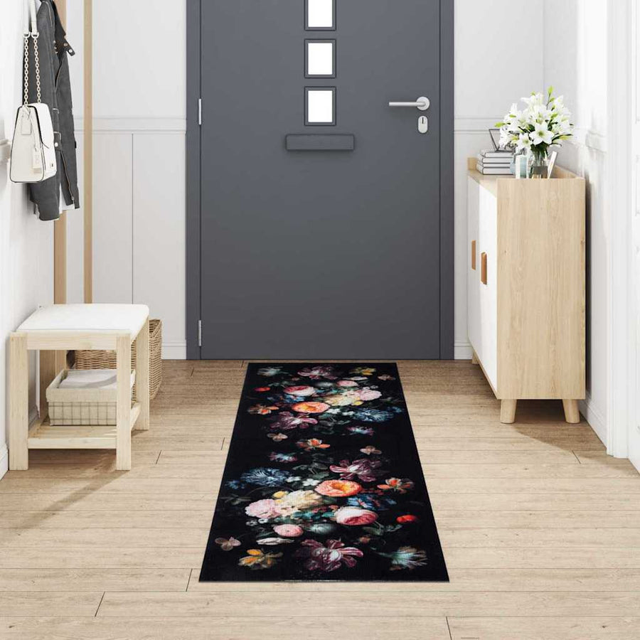 Keuken Vloerkleed Zwart 300 x 60 cm Fluweel
