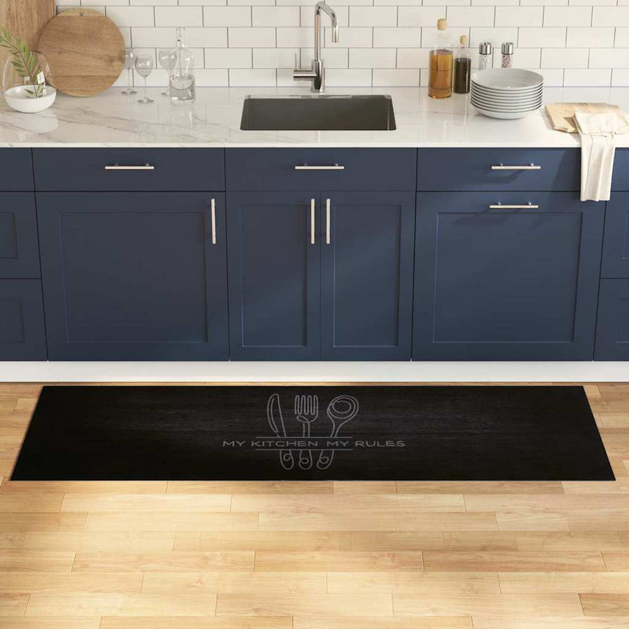 Keuken Vloerkleed Zwart 180 x 60 cm Fluweel