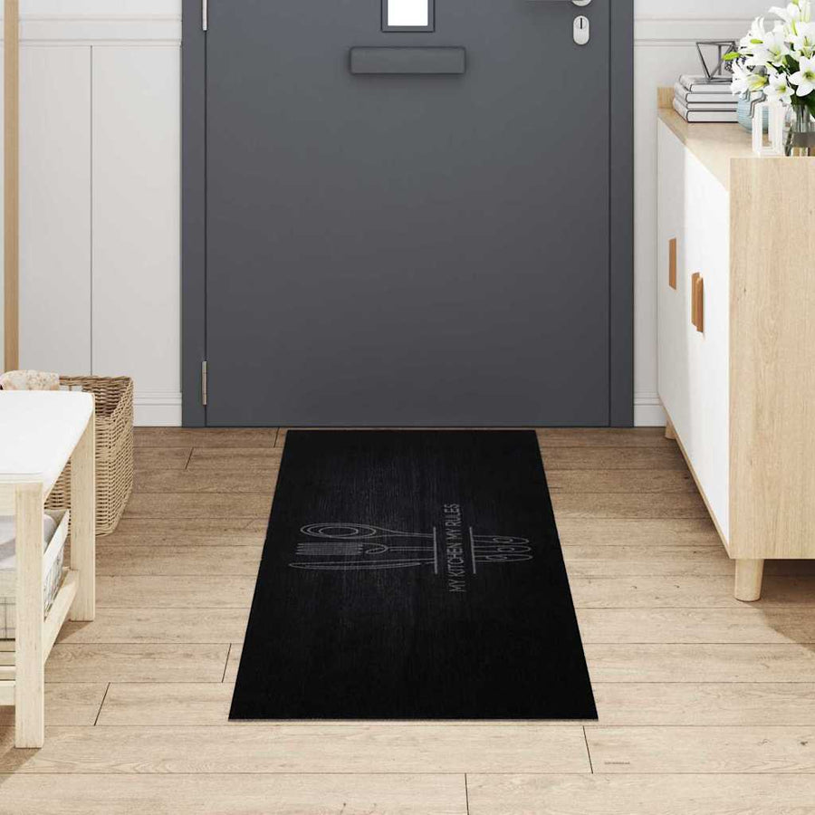 Keuken Vloerkleed Zwart 180 x 60 cm Fluweel