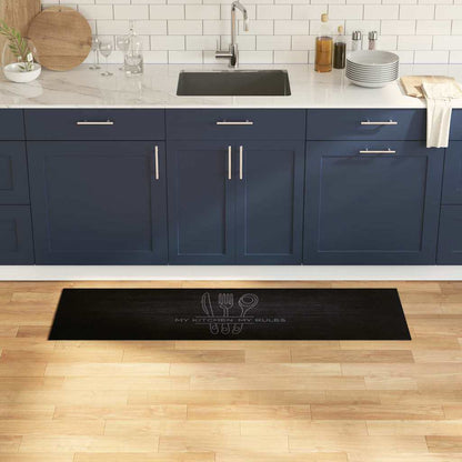 Keuken Vloerkleed Bestek Zwart 150 x 45 cm Fluweel