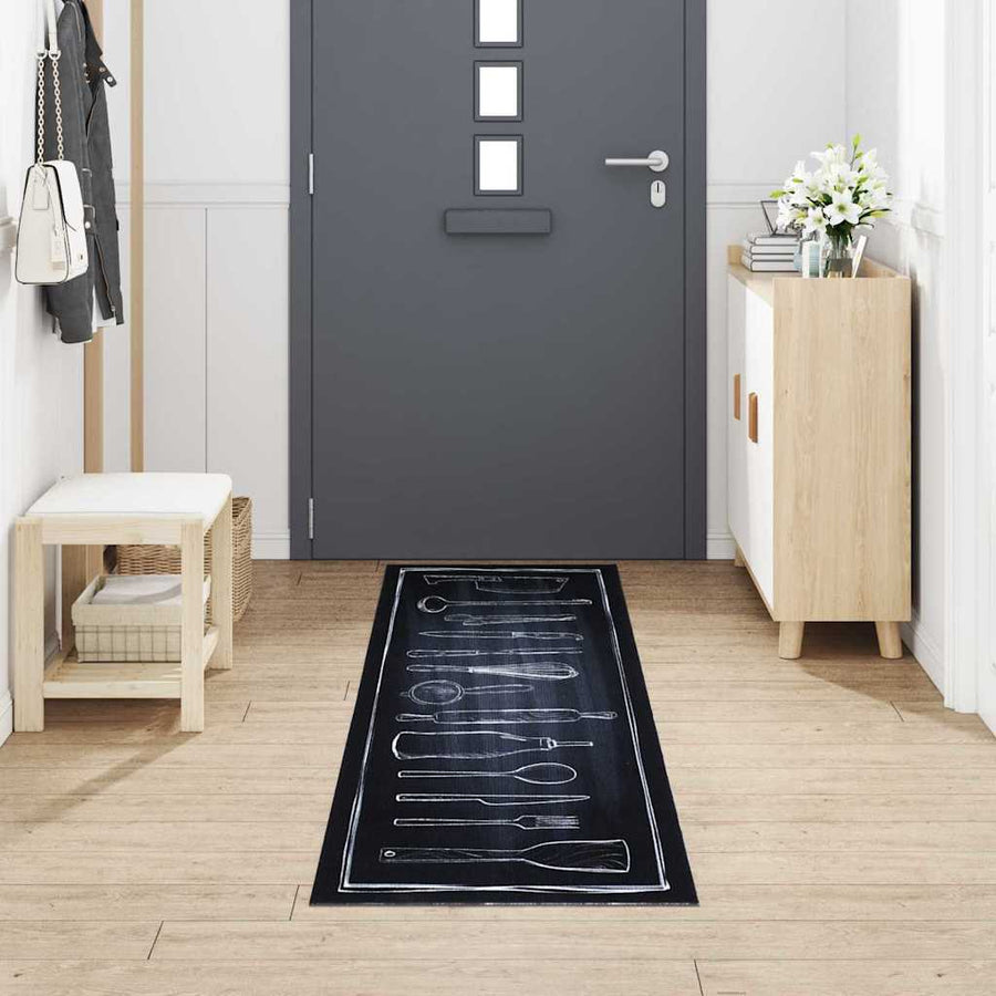 Keuken Vloerkleed Zwart 300 x 60 cm Fluweel