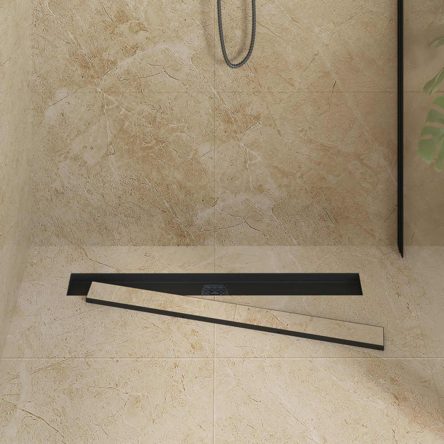 Doucheafvoer 2-In-1 Met 360° Sifon 80 cm Zwart
