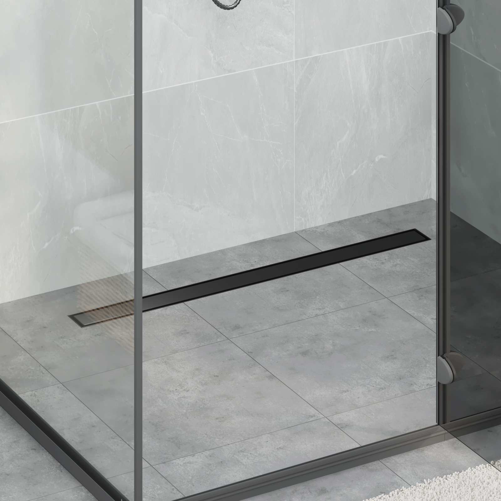 Doucheafvoer 2-In-1 Met 360° Sifon 90 cm Zwart
