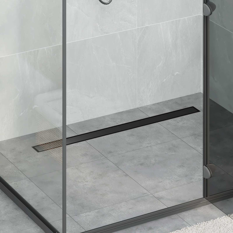Doucheafvoer 2-In-1 Met 360° Sifon 90 cm Zwart