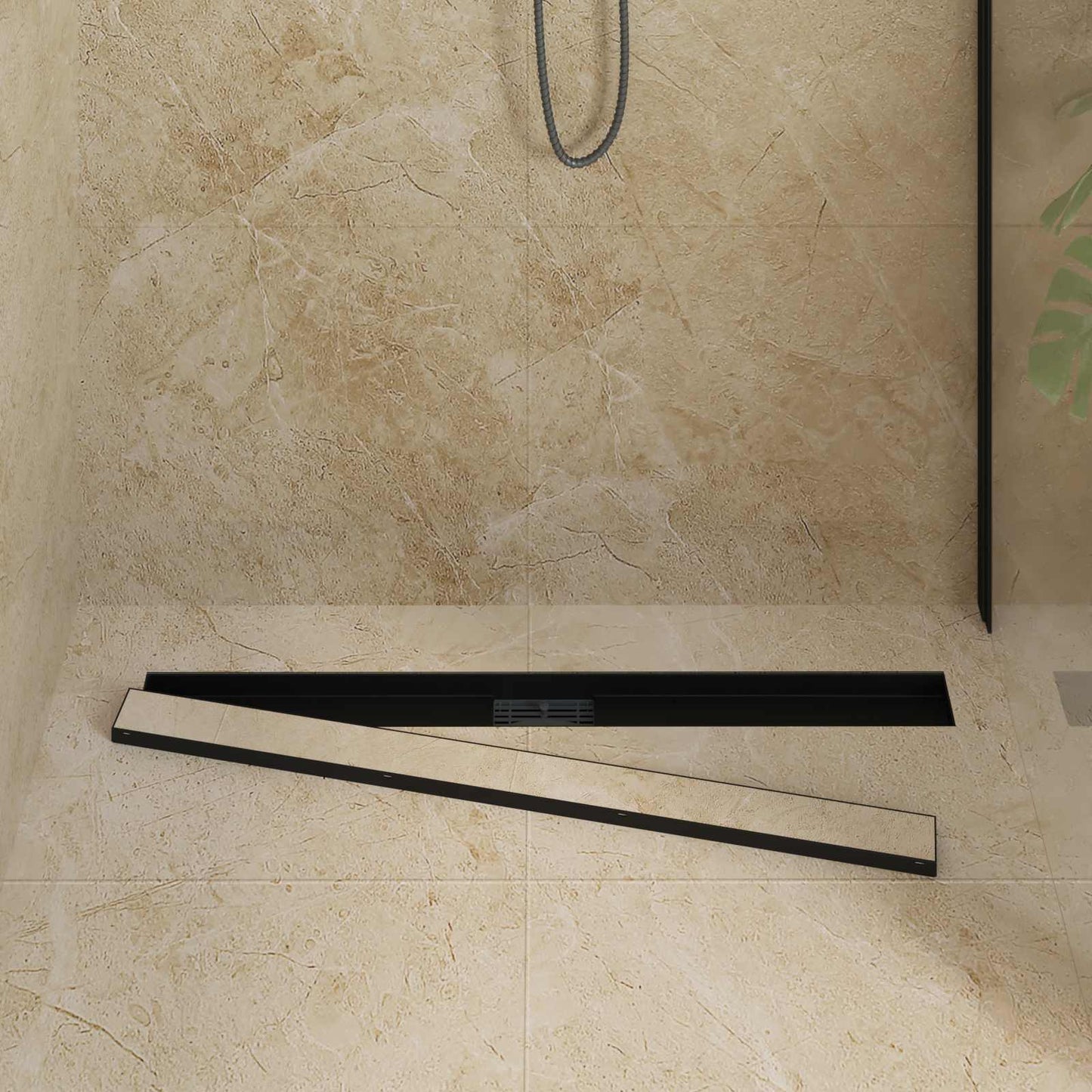 2 In 1 Doucheafvoer Roestvrij Staal 304 100 cm Zwart