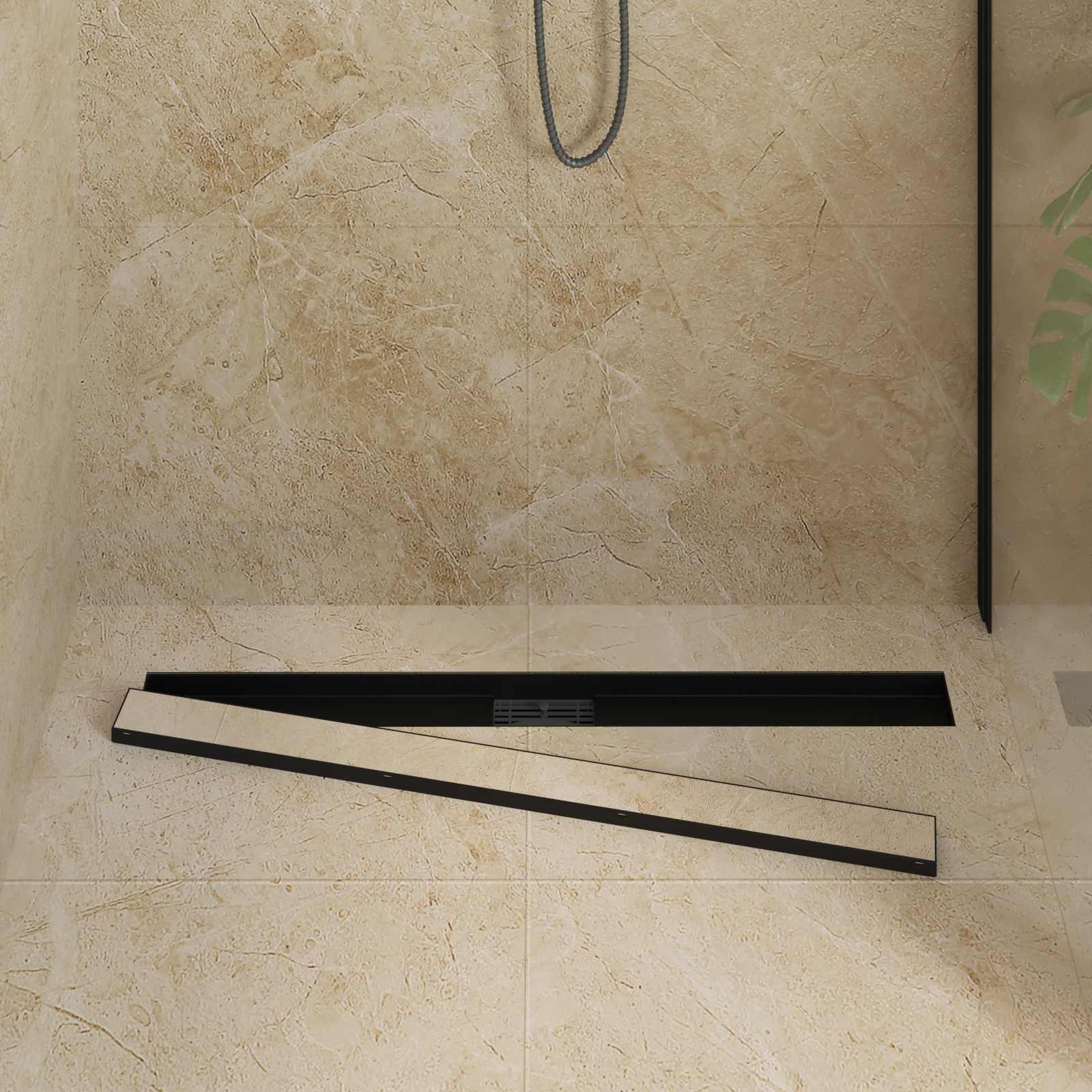 2 In 1 Doucheafvoer Roestvrij Staal 304 100 cm Zwart