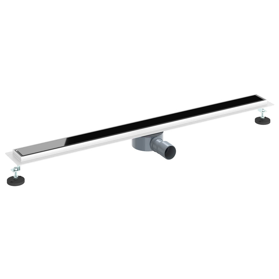 Doucheafvoer Glasdeksel met 360° Sifon Zwart 100 cm