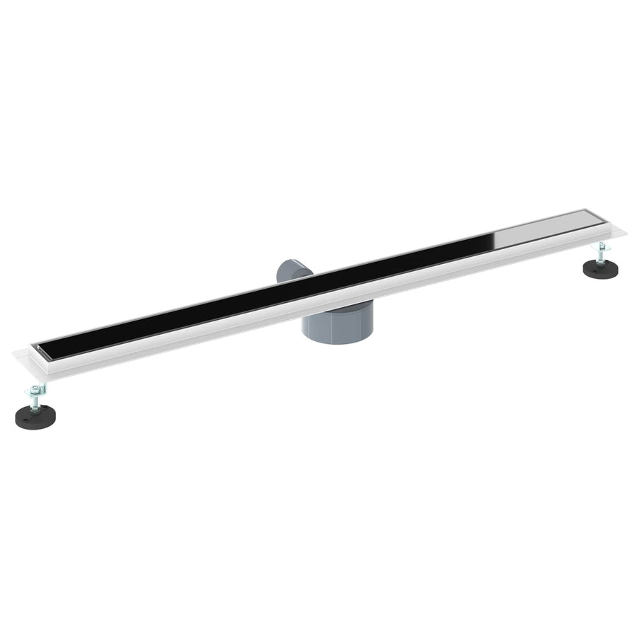 Doucheafvoer Glasdeksel met 360° Sifon Zwart 100 cm
