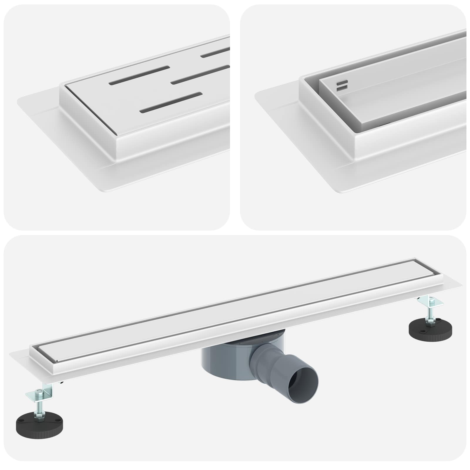 Doucheafvoer 2-in-1 met 360° Sifon Zilver 60 cm