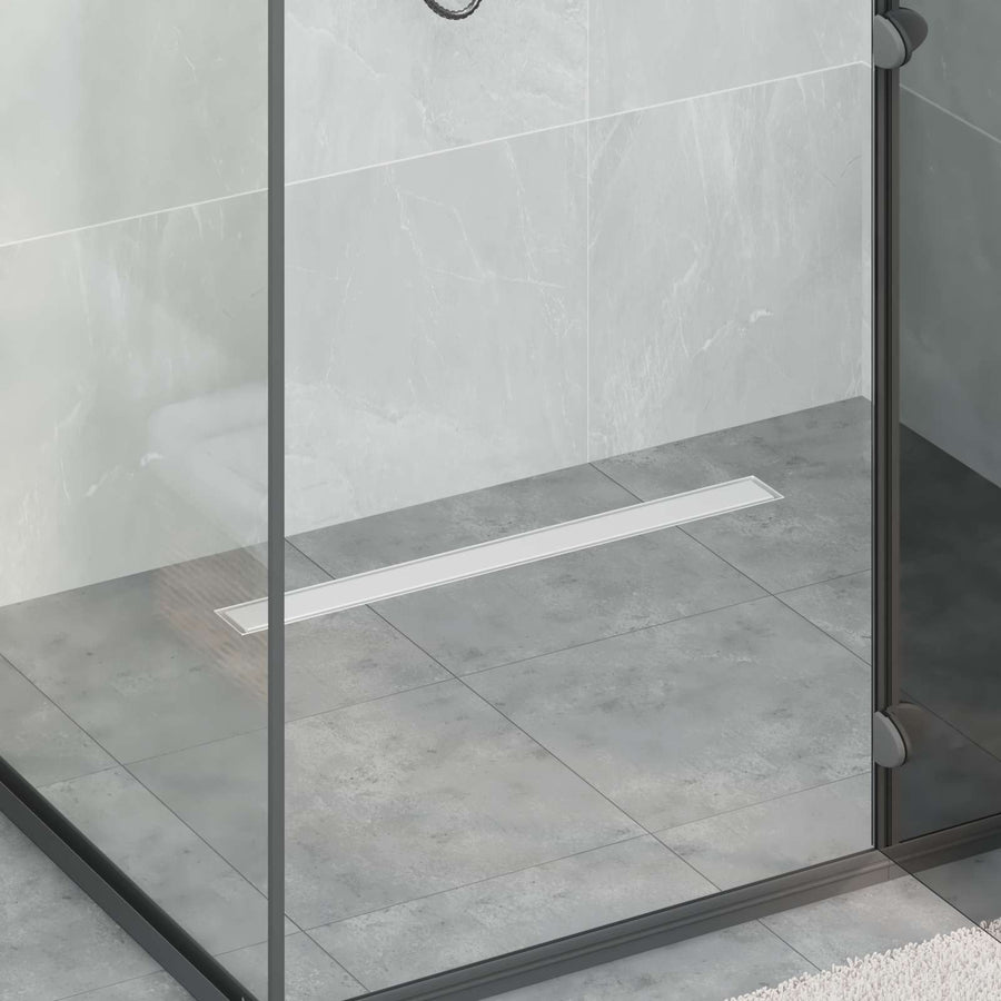 Doucheafvoer met Glazen Deksel Zilver 80 cm Roestvrij staal 304