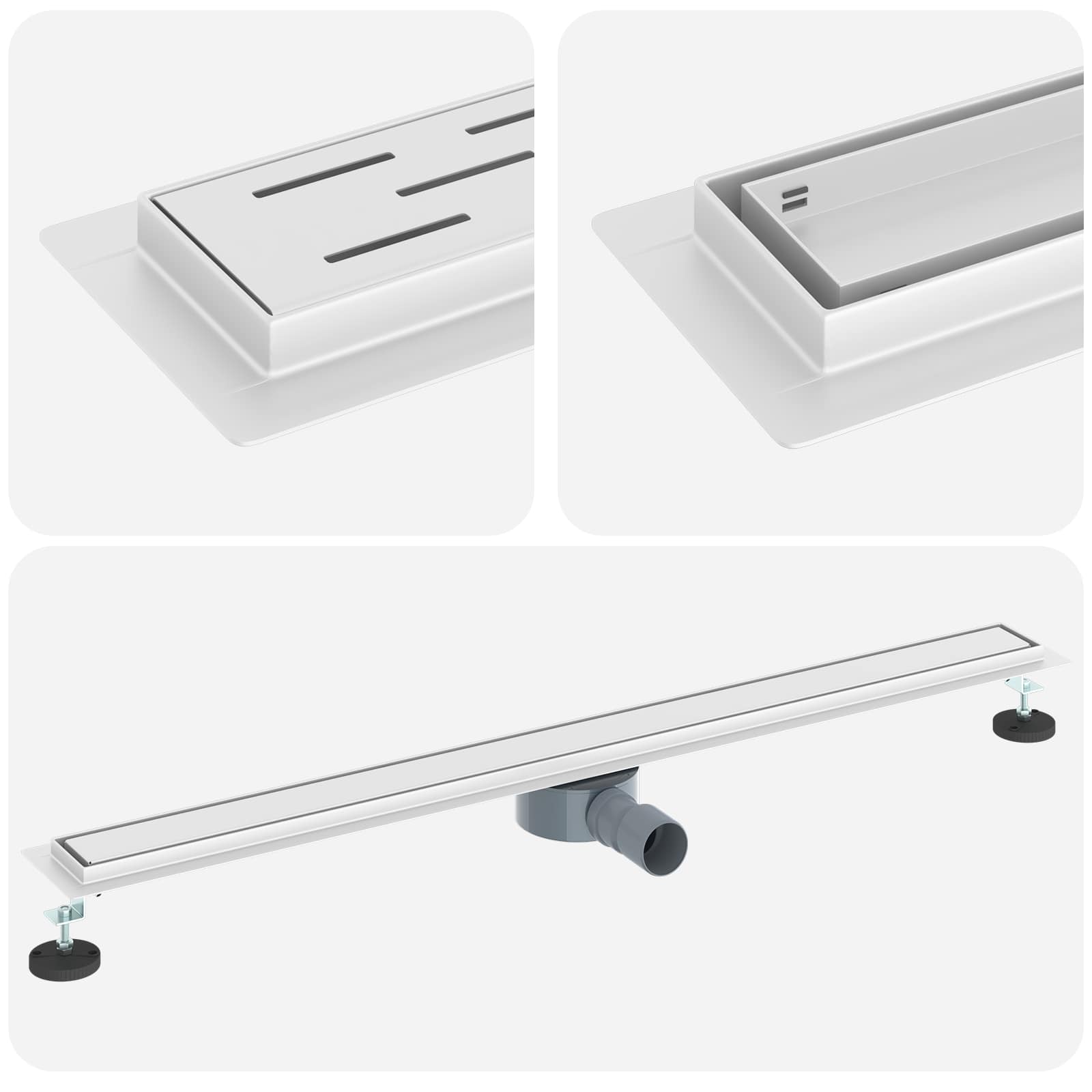 Doucheafvoer 2-In-1 Met 360° Sifon 100 cm Zilver