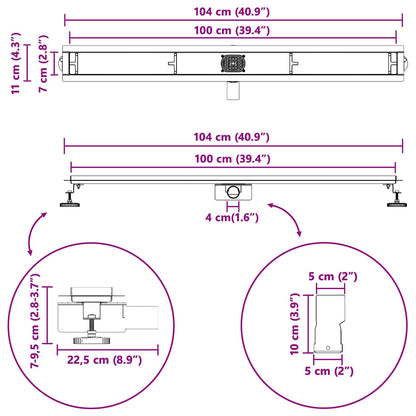 Doucheafvoer 2-In-1 Met 360° Sifon 100 cm Zilver