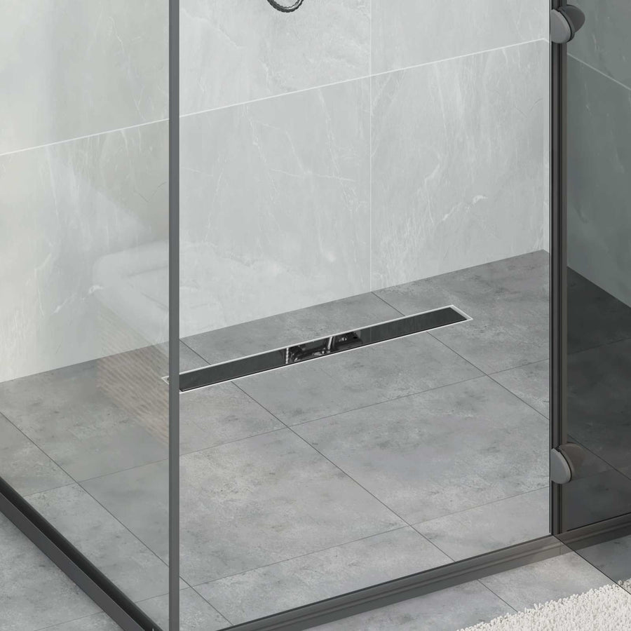 Doucheafvoer Glasdeksel met 360° Sifon Zwart 60 cm