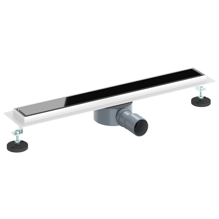 Doucheafvoer Glasdeksel met 360° Sifon Zwart 60 cm