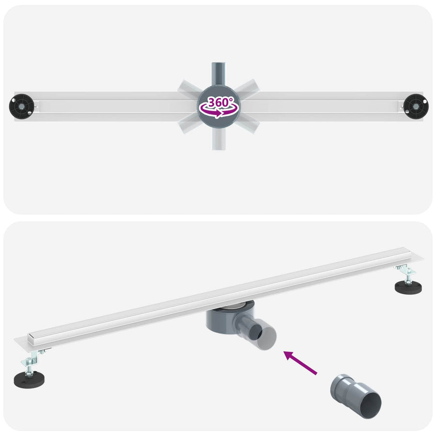 360° Doucheafvoer Met Slank Model Zilver 90 cm