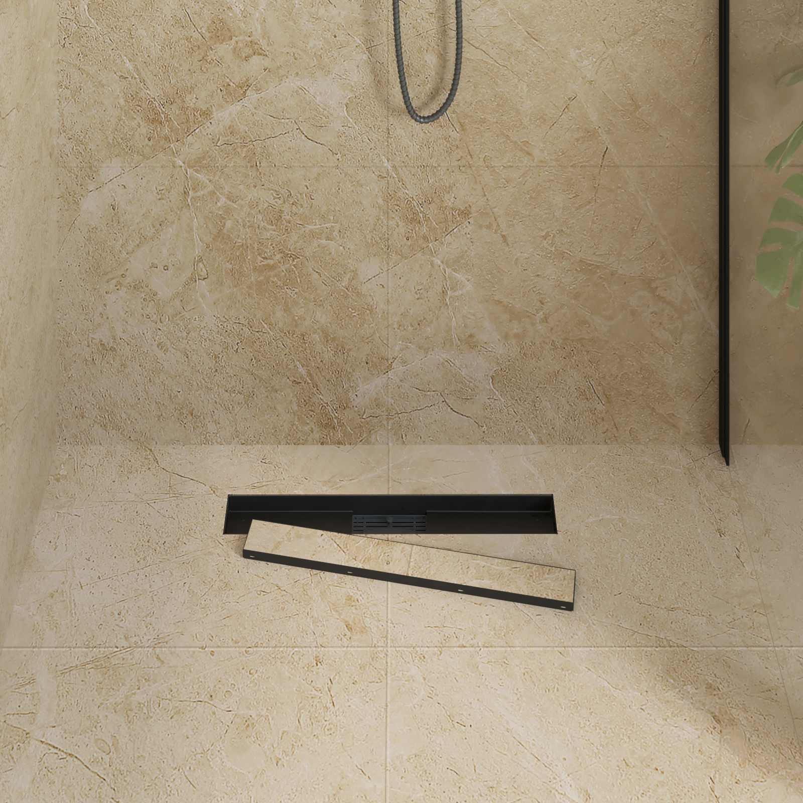 2 In 1 Doucheafvoer Roestvrij Staal 304 60 cm Zwart