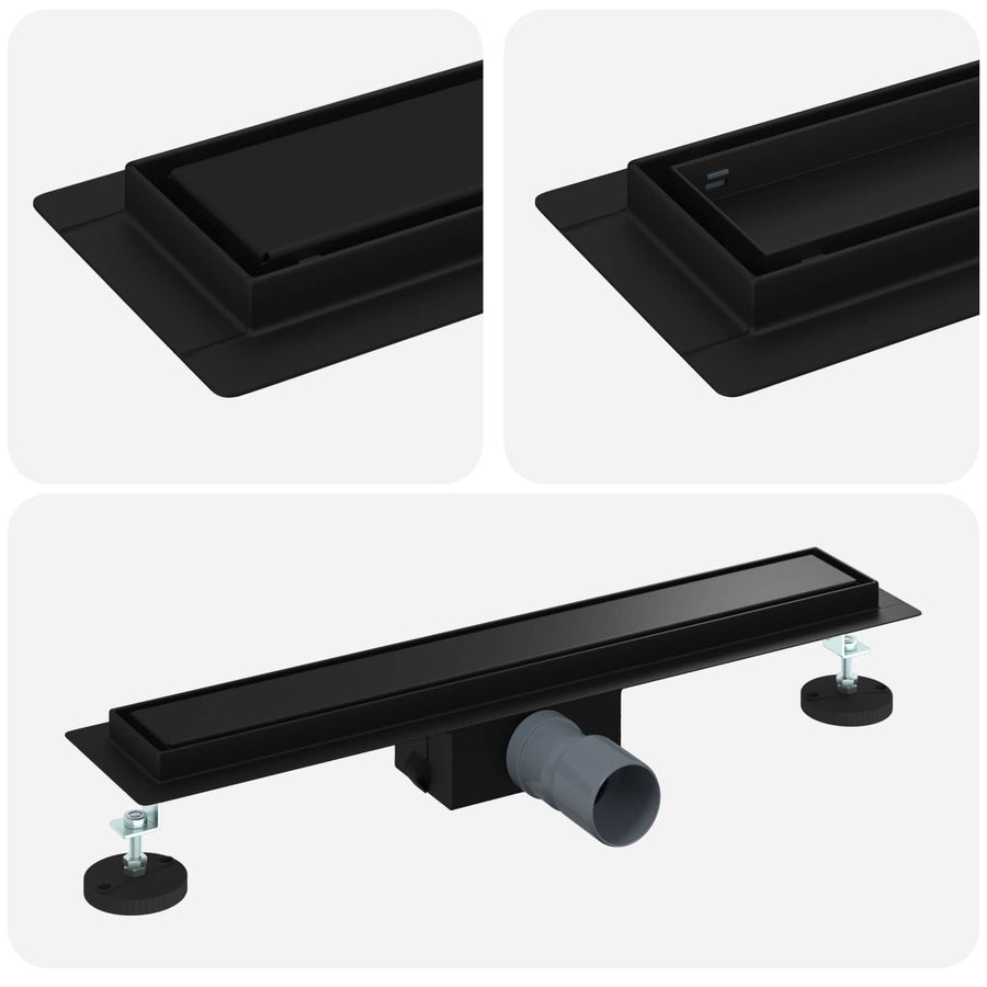 2 In 1 Doucheafvoer Roestvrij Staal 304 60 cm Zwart