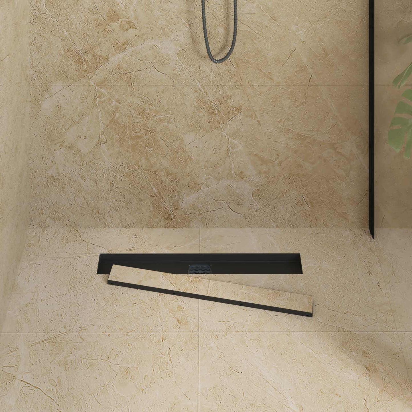 Doucheafvoer 2-In-1 Met 360° Sifon 60 cm Zwart