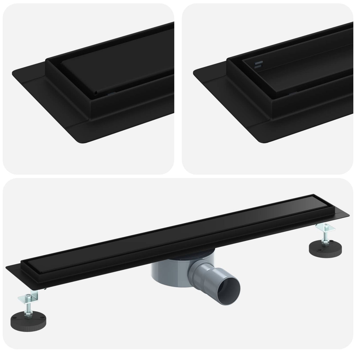 Doucheafvoer 2-In-1 Met 360° Sifon 60 cm Zwart