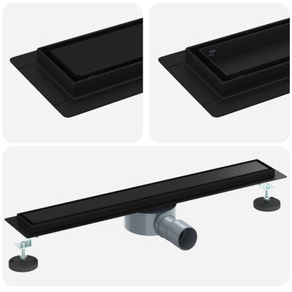 Doucheafvoer 2-In-1 Met 360° Sifon 60 cm Zwart