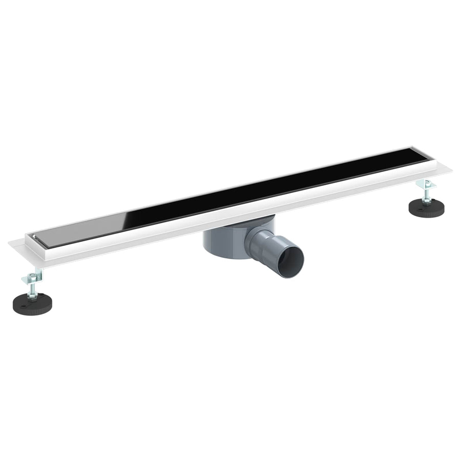 Doucheafvoer Glasdeksel met 360° Sifon Zwart 70 cm