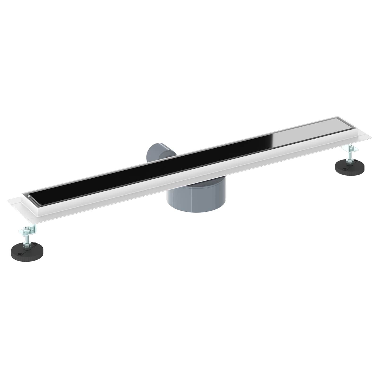Doucheafvoer Glasdeksel met 360° Sifon Zwart 70 cm