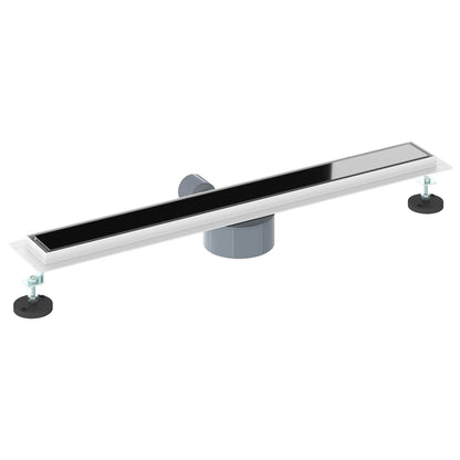 Doucheafvoer Glasdeksel met 360° Sifon Zwart 70 cm