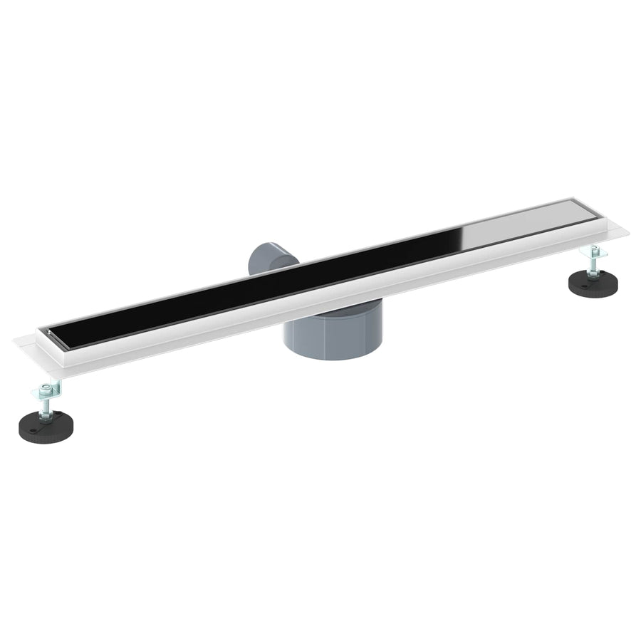Doucheafvoer Glasdeksel met 360° Sifon Zwart 70 cm