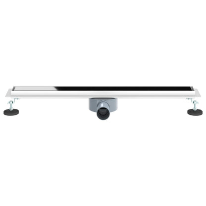 Doucheafvoer Glasdeksel met 360° Sifon Zwart 70 cm
