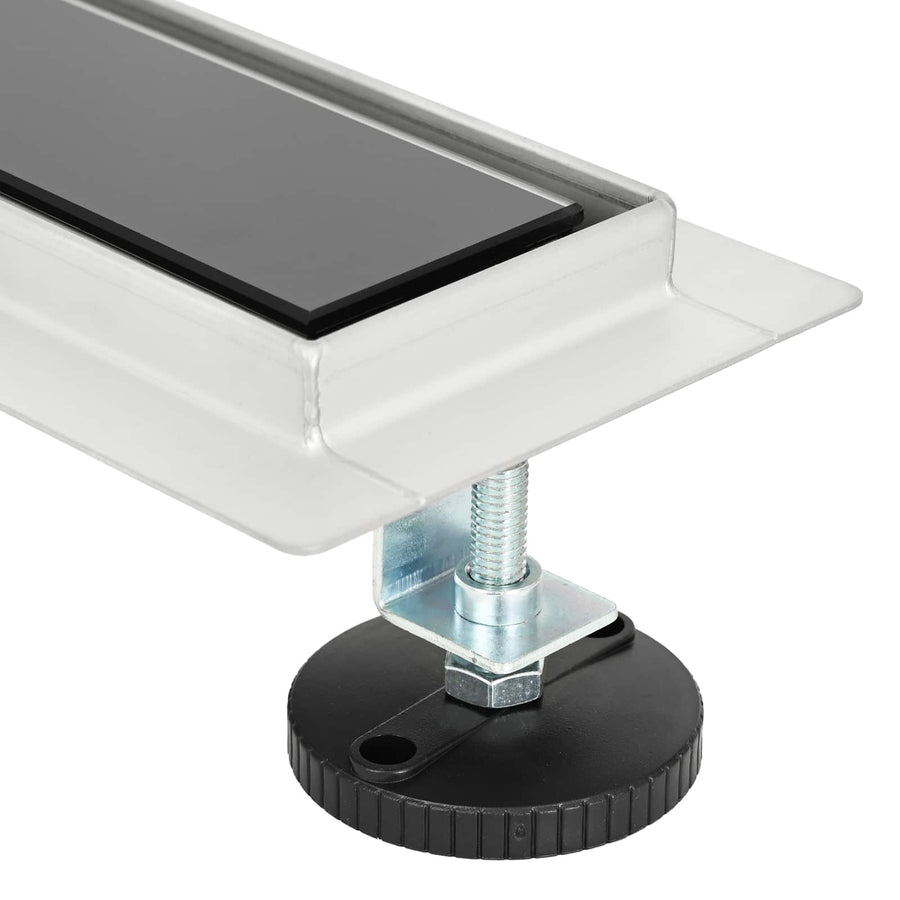 Doucheafvoer met Glazen Deksel Zwart 70 cm Roestvrij staal 304