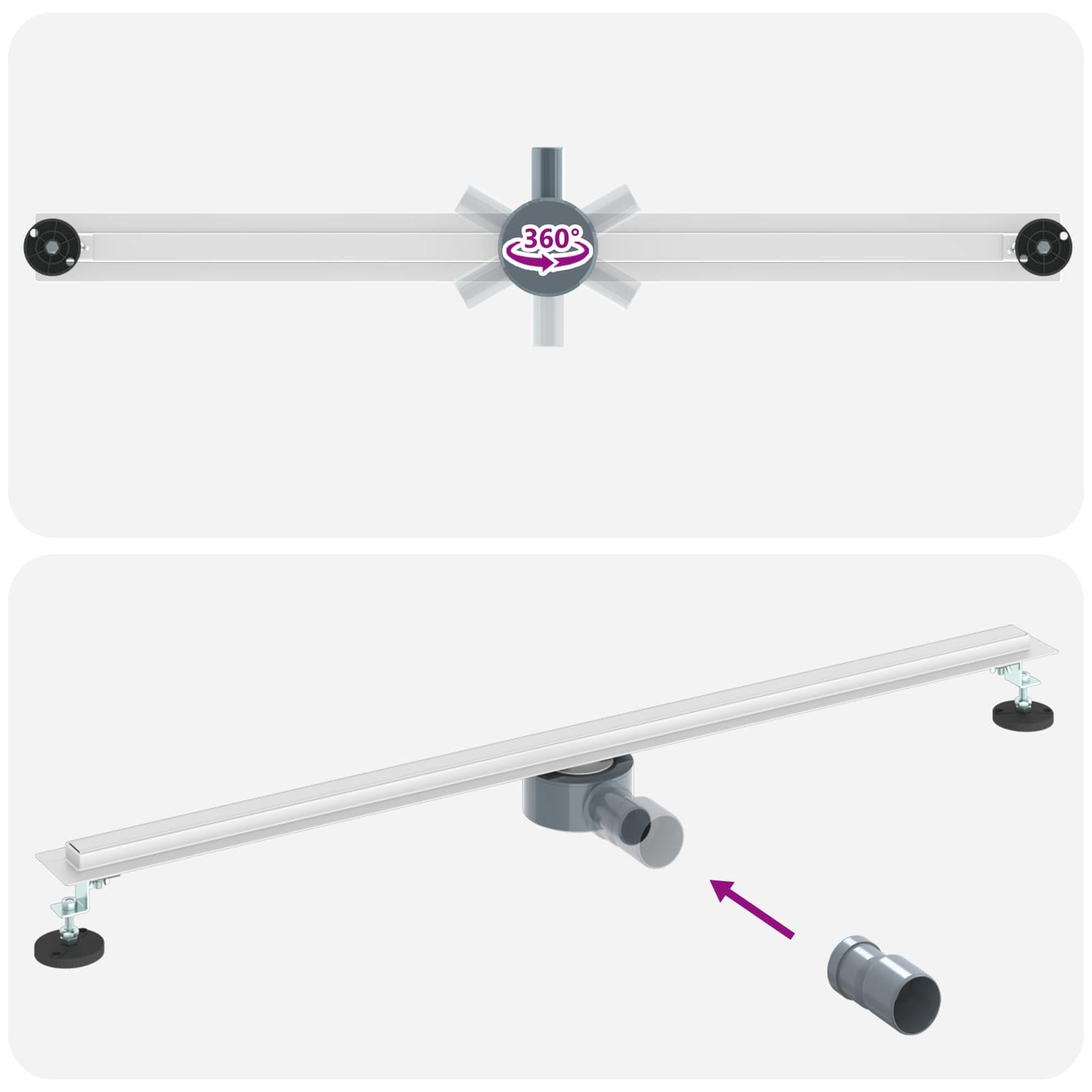 360° Doucheafvoer Met Slank Model Zilver 100 cm