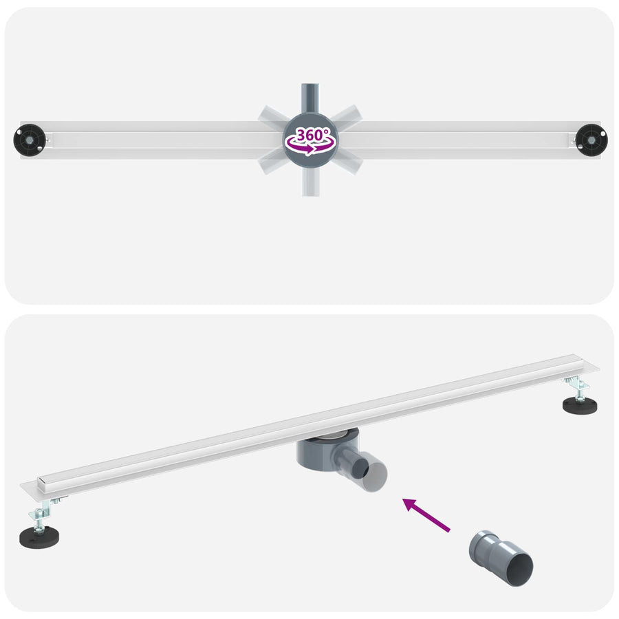 360° Doucheafvoer Met Slank Model Zilver 100 cm