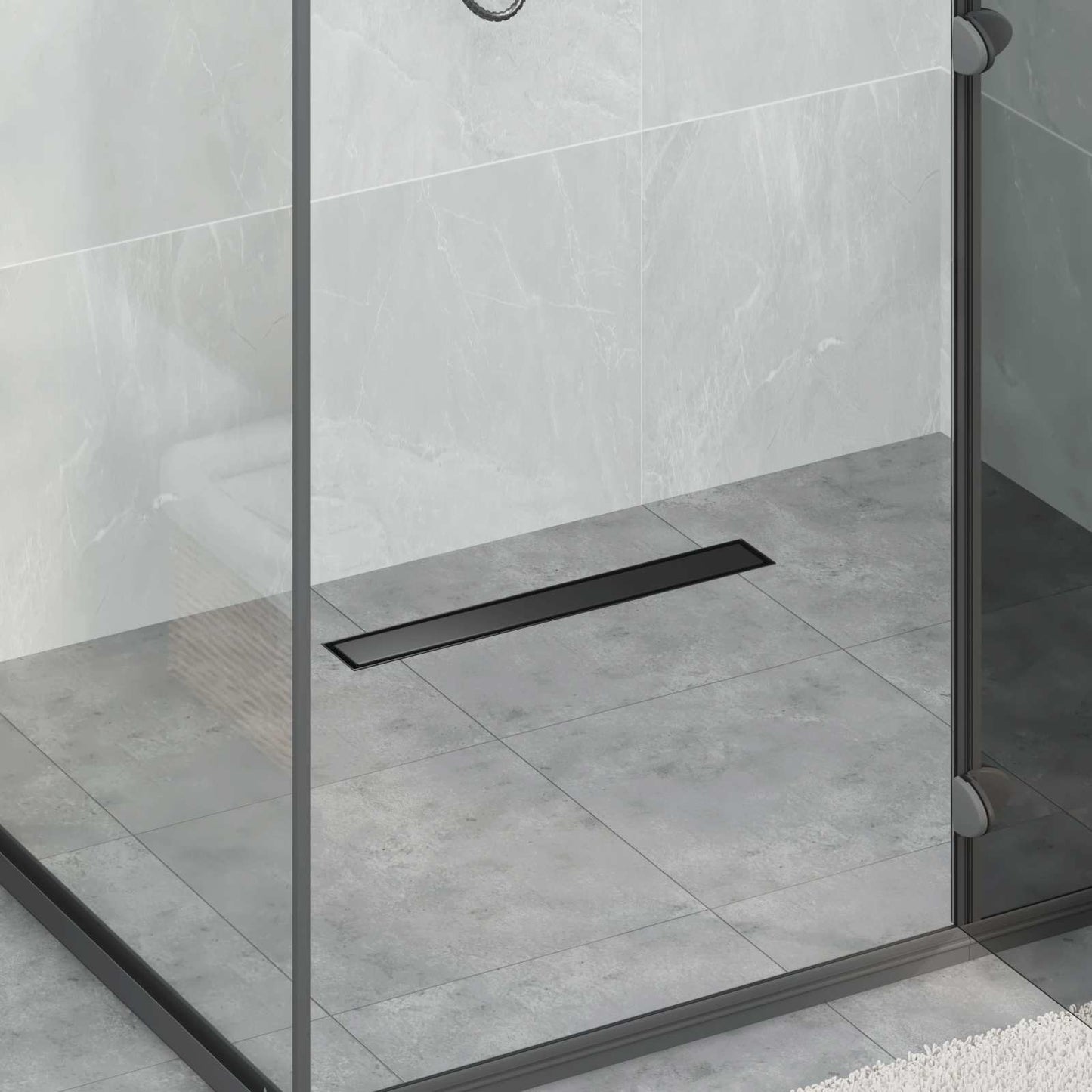 Doucheafvoer 2-In-1 Met 360° Sifon 50 cm Zwart