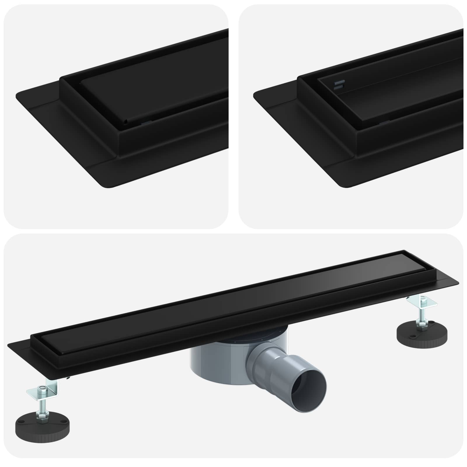 Doucheafvoer 2-In-1 Met 360° Sifon 50 cm Zwart