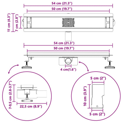 Doucheafvoer 2-In-1 Met 360° Sifon 50 cm Zwart