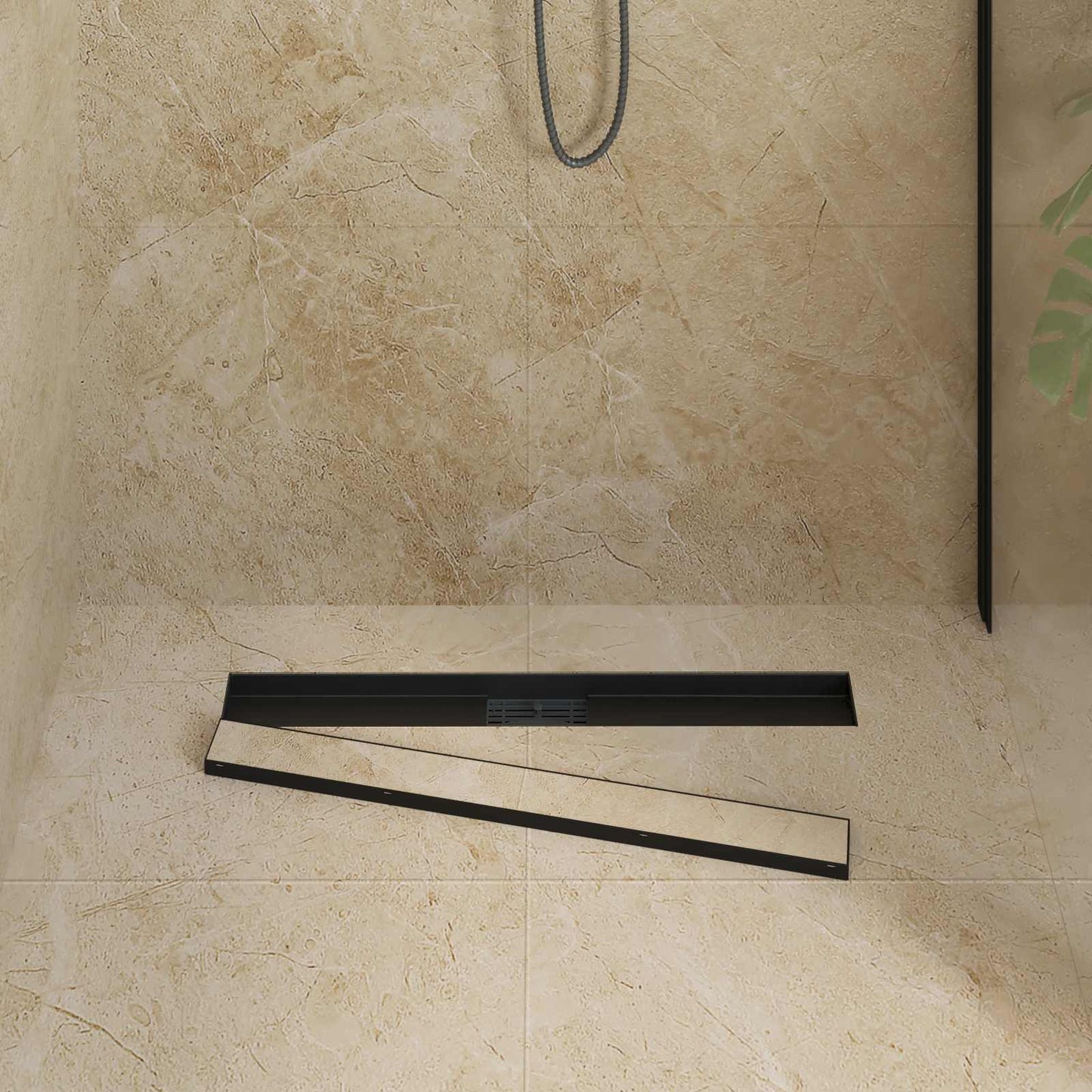 2 In 1 Doucheafvoer Roestvrij Staal 304 70 cm Zwart