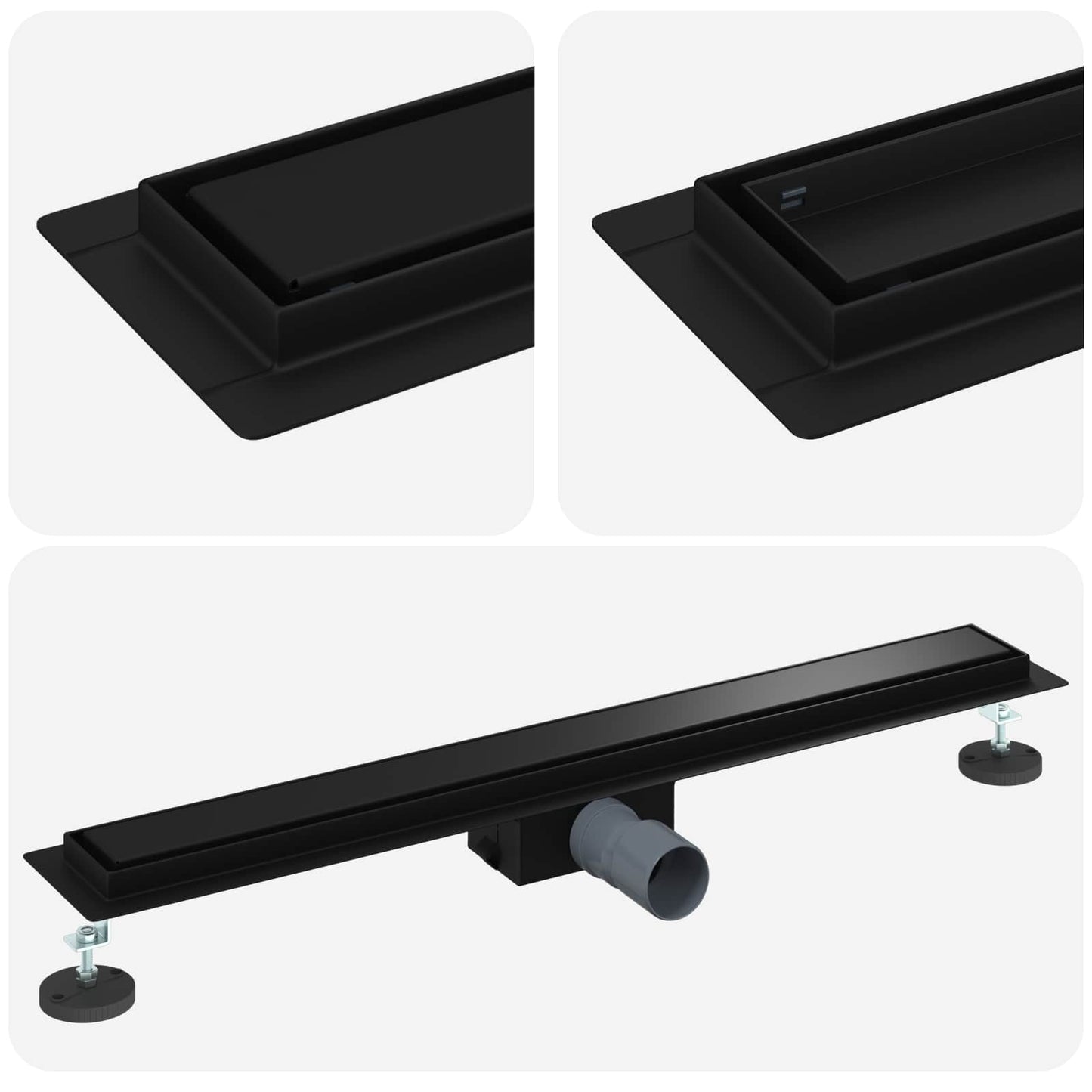 2 In 1 Doucheafvoer Roestvrij Staal 304 70 cm Zwart
