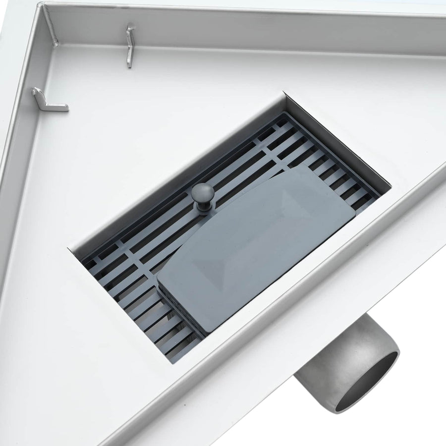 2 in 1 Driehoek Doucheafvoer Zilver 25 x 25 cm
