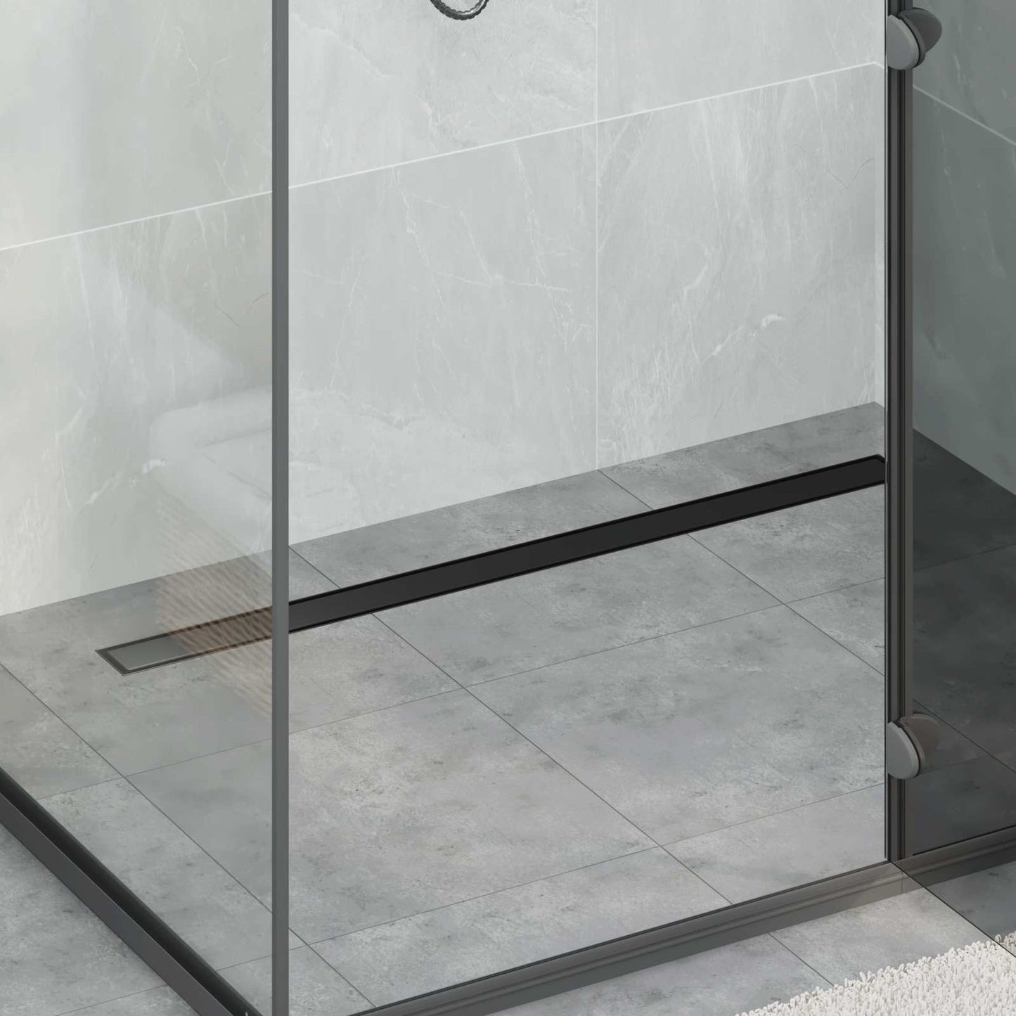 Doucheafvoer 2-In-1 Met 360° Sifon 100 cm Zwart