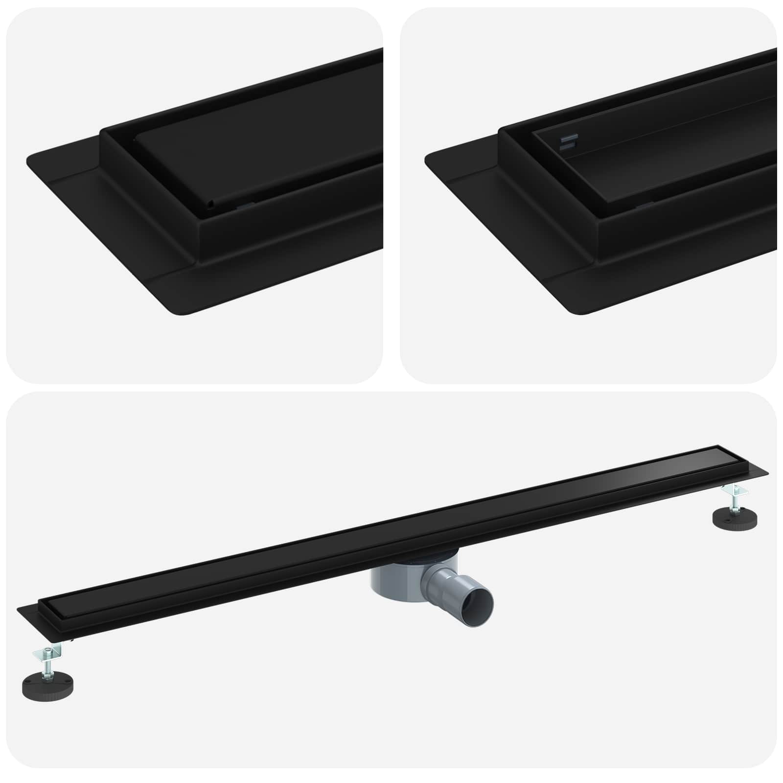 Doucheafvoer 2-In-1 Met 360° Sifon 100 cm Zwart